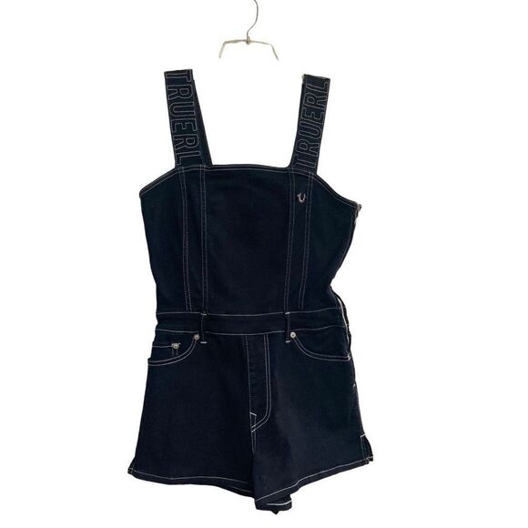 TRUE RELIGION World Tour Women’s Overall Romper Shorts Size SP‎ Inseam 2” - Picture 1 of 12